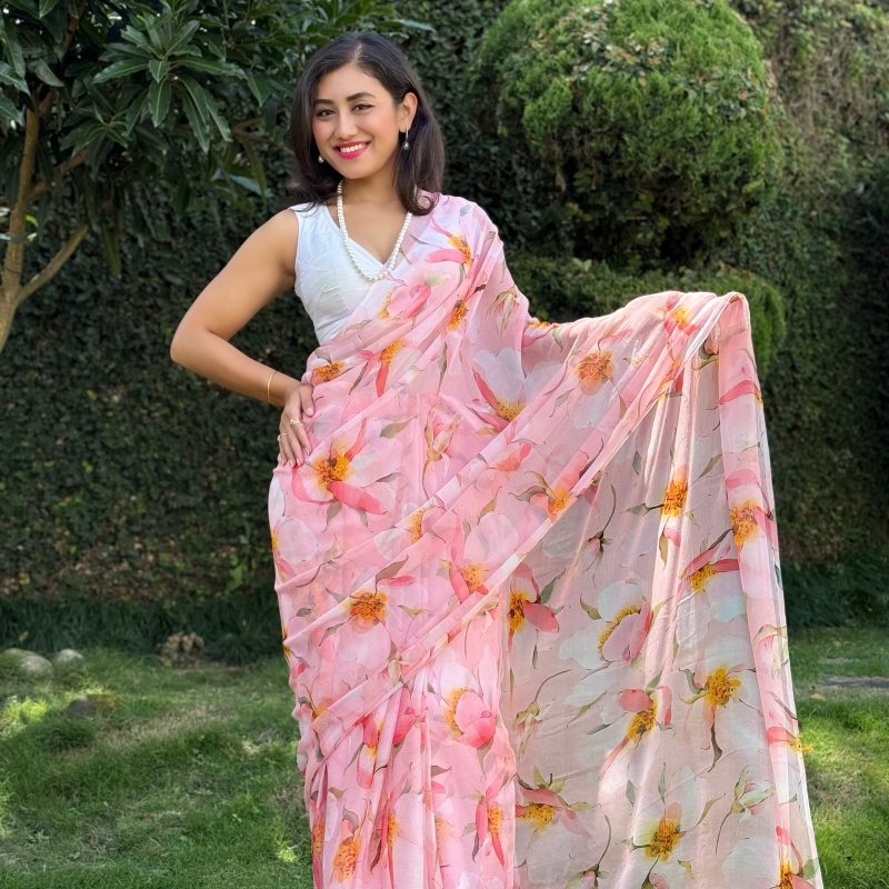Aahana Pure French Chiffon Silk Saree