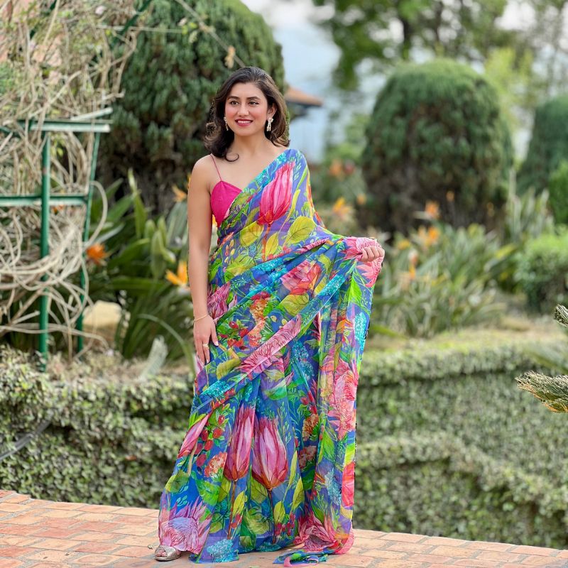 Haru Pure French Chiffon Silk Saree
