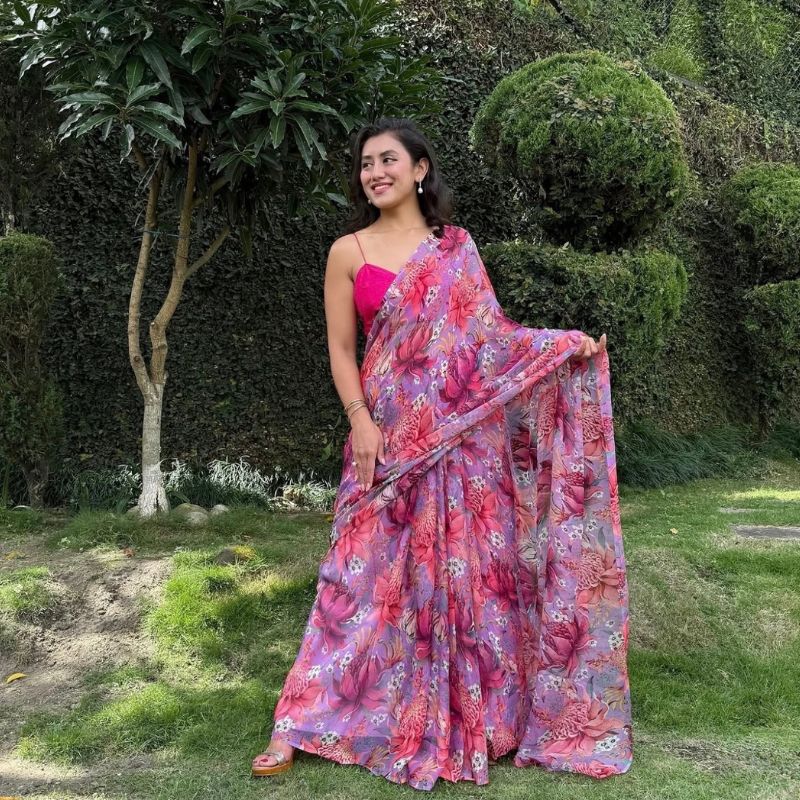 Meghana Pure French Chiffon Silk Saree