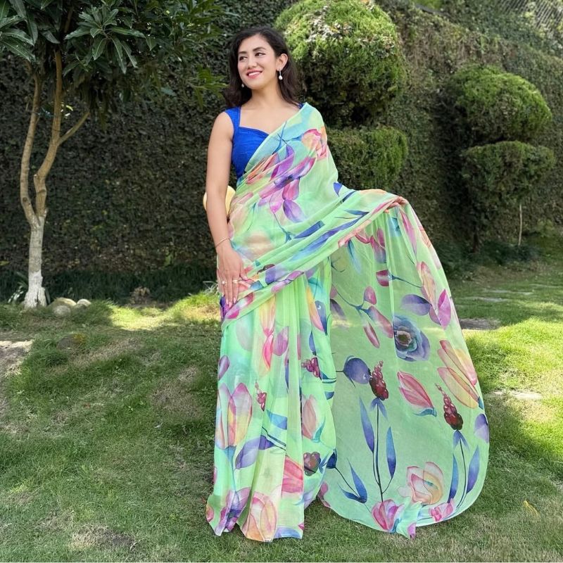 Noor Pure French Chiffon Silk Saree