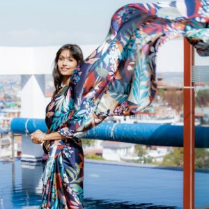 Prism Garden Pure Satin Silk Saree