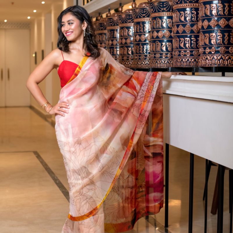 Sunset Pure Organza Silk Saree